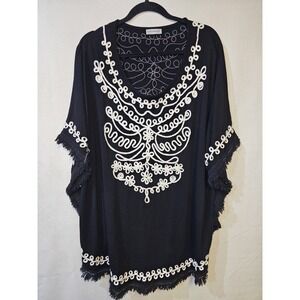 Womans Plus Size Poolside Lounge Cover Up 2x/3x Black White